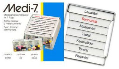 Medi-7 viikkoannostelija 1 kpl irrotettavat päivärasiat