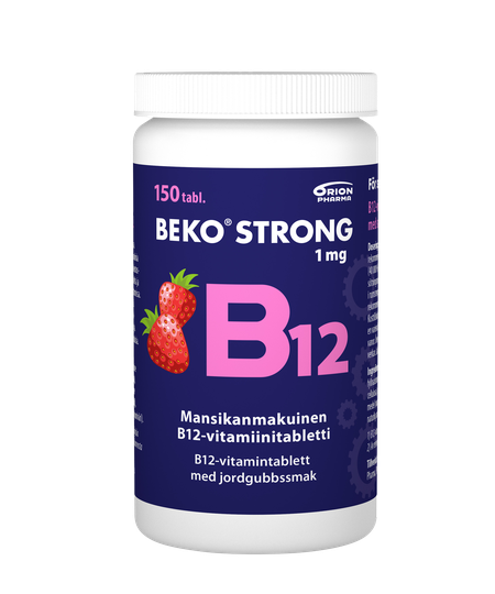 Beko Strong B12-vitamiini 1mg 150 purutabletti mansikka