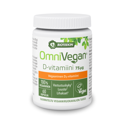 OmniVegan D-vitamiini 75 µg 60 kapselia