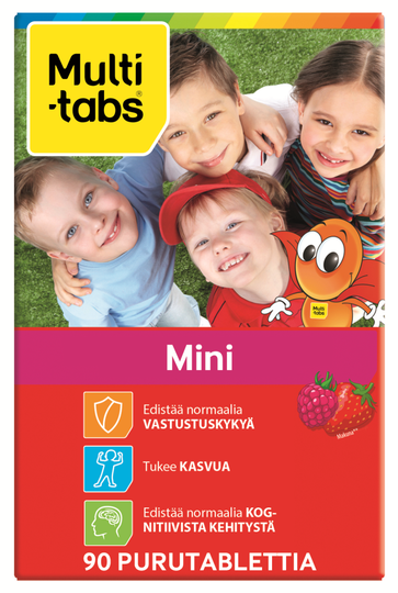 Multi-Tabs Mini Vadelma-Mansikka 90 purutabl