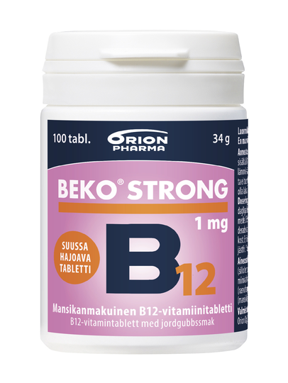 Beko Strong B12-vitamiini 1mg 100 purutabletti mansikka