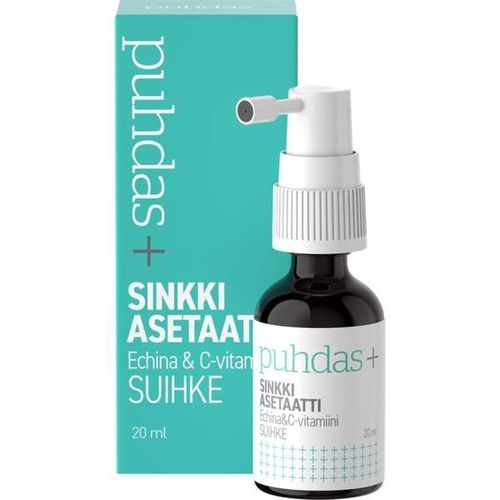 Puhdas+ Sinkkiasetaatti & Echina & C-vitamiini suihke 20 ml KESTO 07/2022