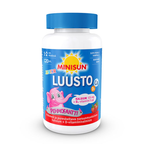 Minisun Pehmofantti luusto junior kalsium + D 120 purutablettia