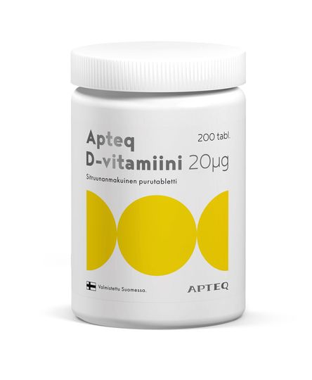 Apteq D-vitamiini 20 mikrog 200 tabl